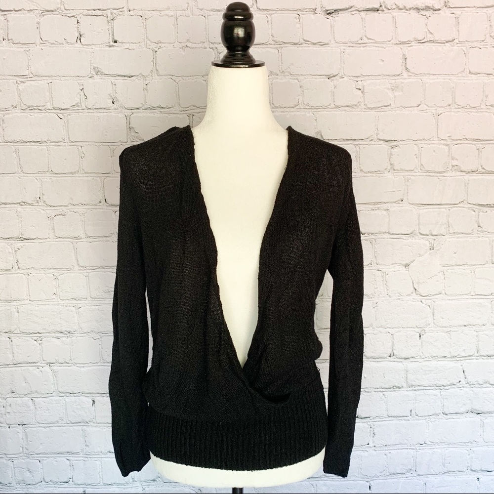 BCBG Maxazria Surplice V-Neck Black Tunic